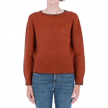 Maglia Liu Jo Jeans Donna Chiusa Manica Lunga CASTAGNA