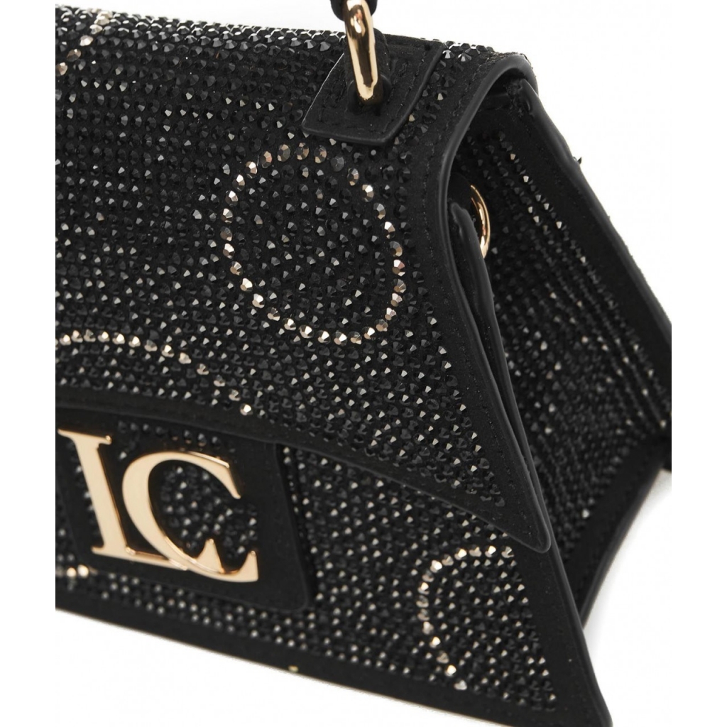 Borsa a mano con strass nero