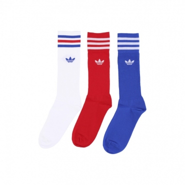 calza media uomo solid crew socks WHITE/TEAM POWER RED/ROYAL BLUE