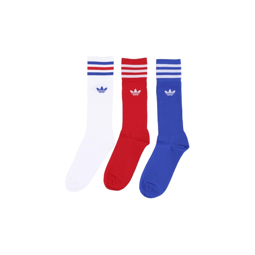 calza media uomo solid crew socks WHITE/TEAM POWER RED/ROYAL BLUE