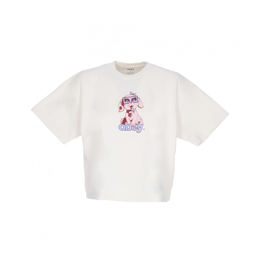 maglietta donna mini puppy custom crop tee UNBLEACHED