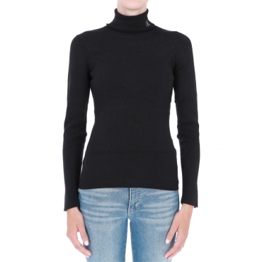 Maglia Calvin Klein Jeans Donna Collo Alto Cotone BEH CK BLACK