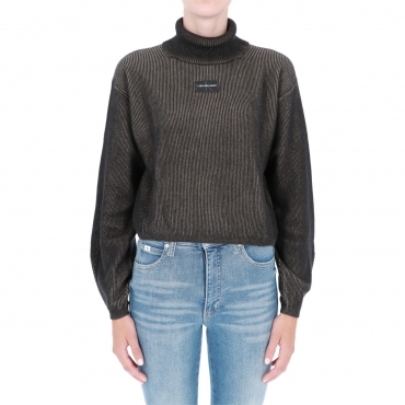Maglia Calvin Klein Jeans Donna Plating Chunky Roll A03 TAUPE BLACK