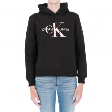 Felpa Calvin Klein Jeans Donna Iconic Monologo Hood BEH CK BLACK