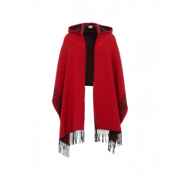 Sciarpa in lana con cappuccio rosso