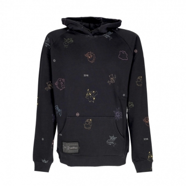 felpa cappuccio uomo dlynr x pokemon pattern hoodie BLACK