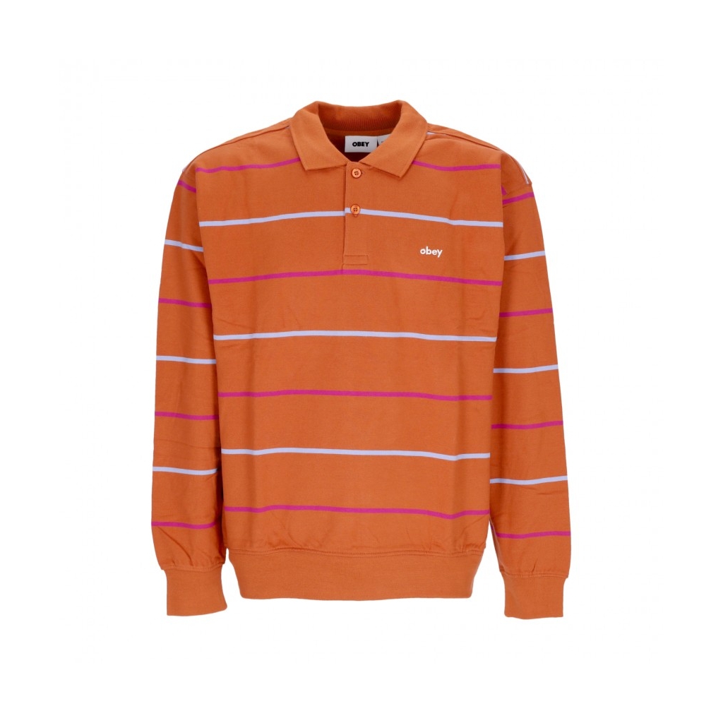 polo manica lunga uomo complete polo sweatshirt specialty fleece BOMBAY BROWN MULTI