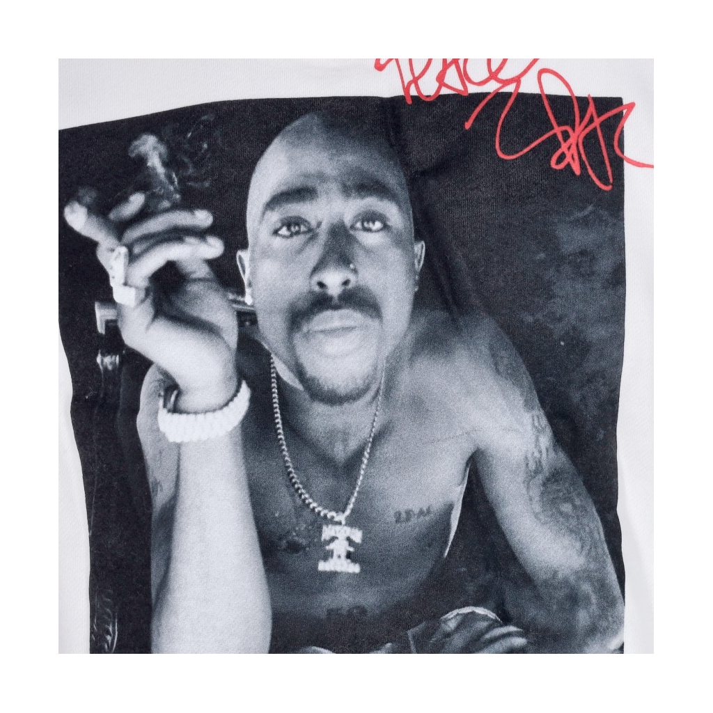 felpa cappuccio uomo smoke hood x tupac WHITE