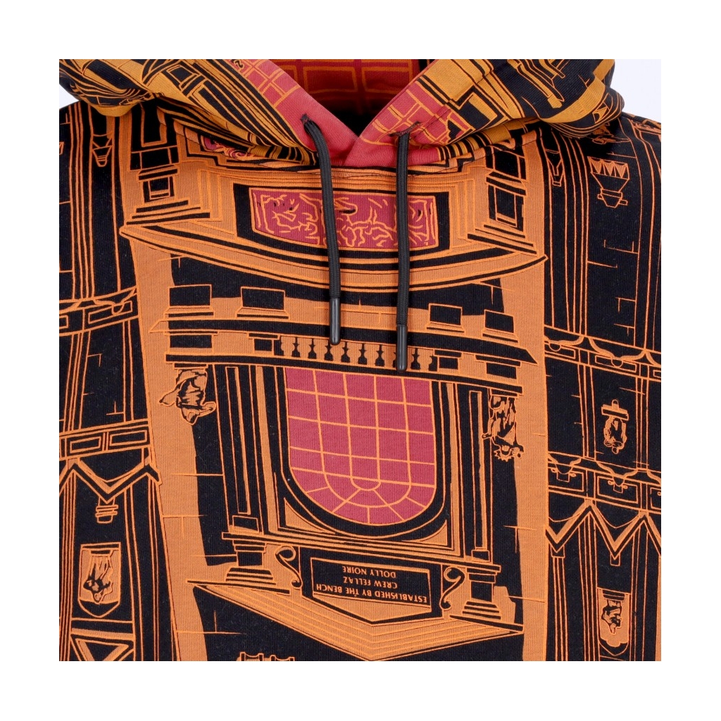 felpa cappuccio uomo bench milano hoodie oversize BLACK/ORANGE
