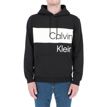 Felpa Calvin Klein Uomo Institutional Blocking Hoodie BEH CK BLACK