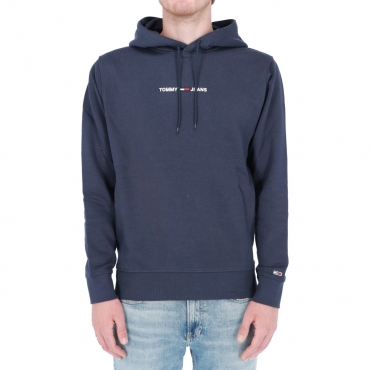 Felpa Tommy Hilfiger Uomo Liear Logo Hood Fleece C87 TWILIGHTNAVY