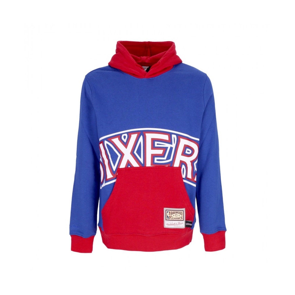 felpa cappuccio uomo nba big face hoodie 50 hardwood classics phi76e BLUE