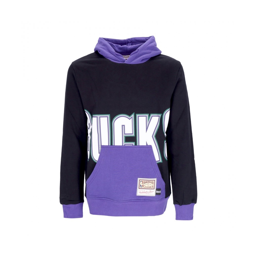 felpa cappuccio uomo nba big face hoodie 50 hardwood classics milbuc BLACK