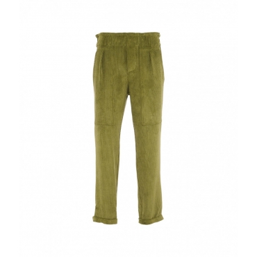 Pantaloni a coste verde chiaro