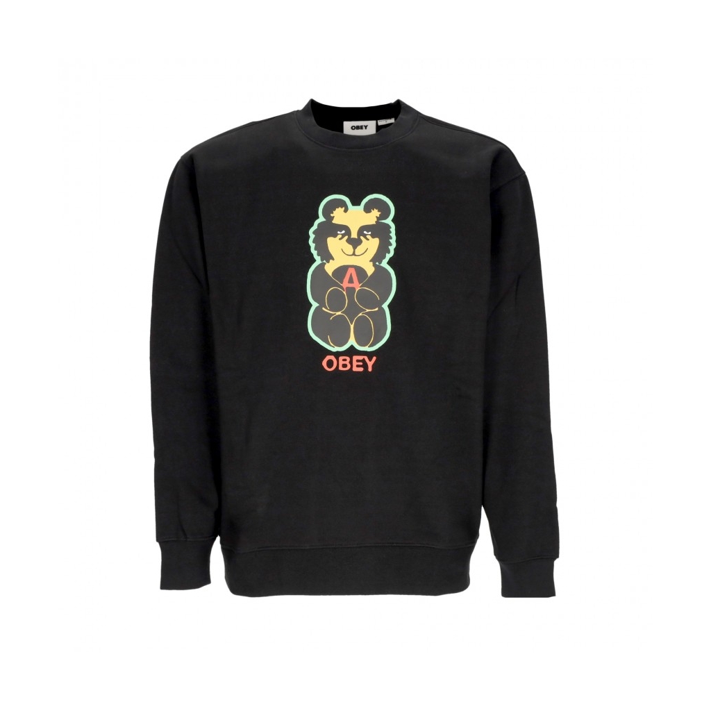 felpa girocollo uomo bear icon premium crew fleece BLACK