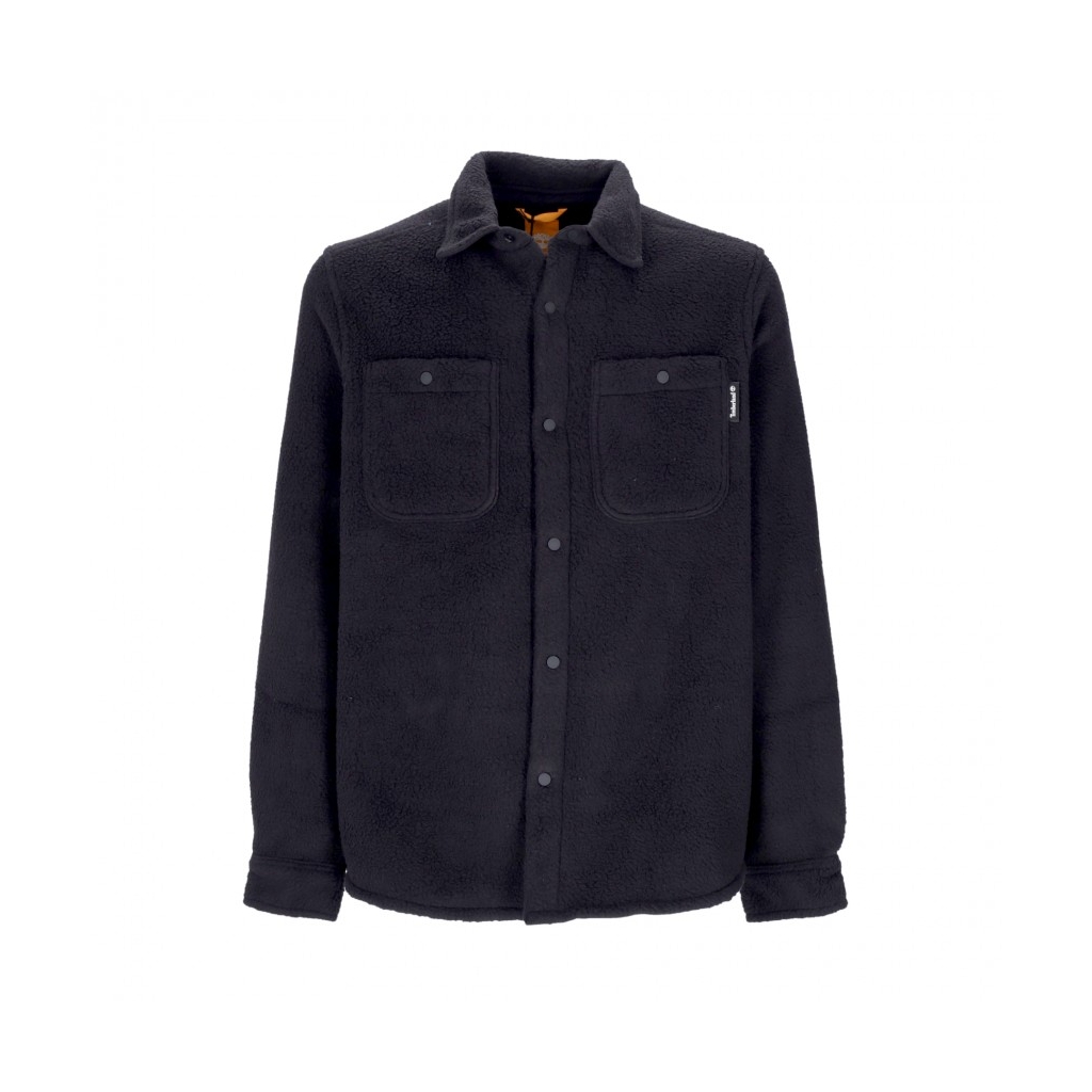 camicia manica lunga uomo fleece overshirt BLACK