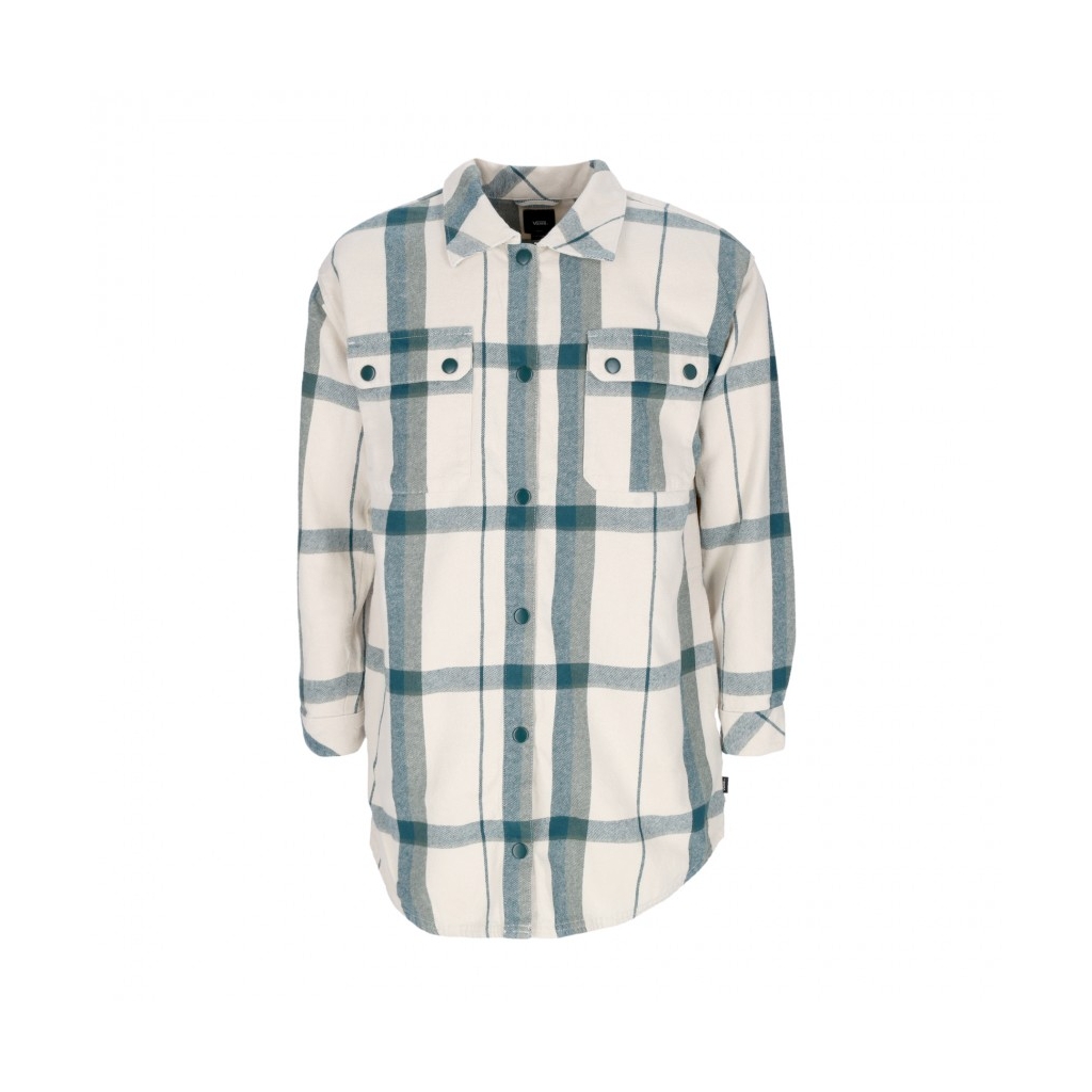 camicia manica lunga donna hal plaid shacket WHITE