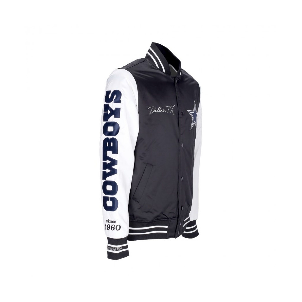 giubbotto bomber uomo nfl team origins varsity satin jacket dalcow BLACK/WHITE