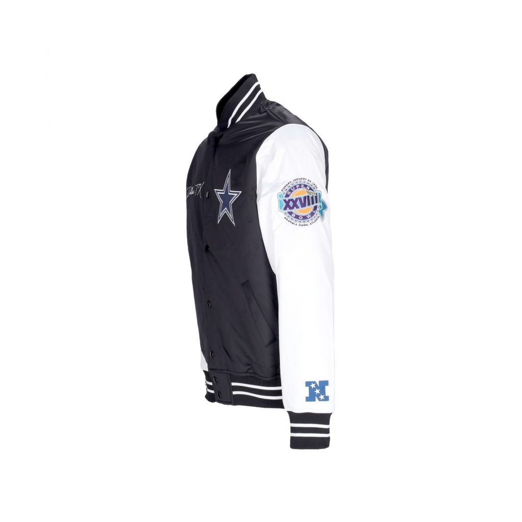 giubbotto bomber uomo nfl team origins varsity satin jacket dalcow BLACK/WHITE