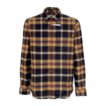 camicia manica lunga uomo flannel plaid shirt BLACK