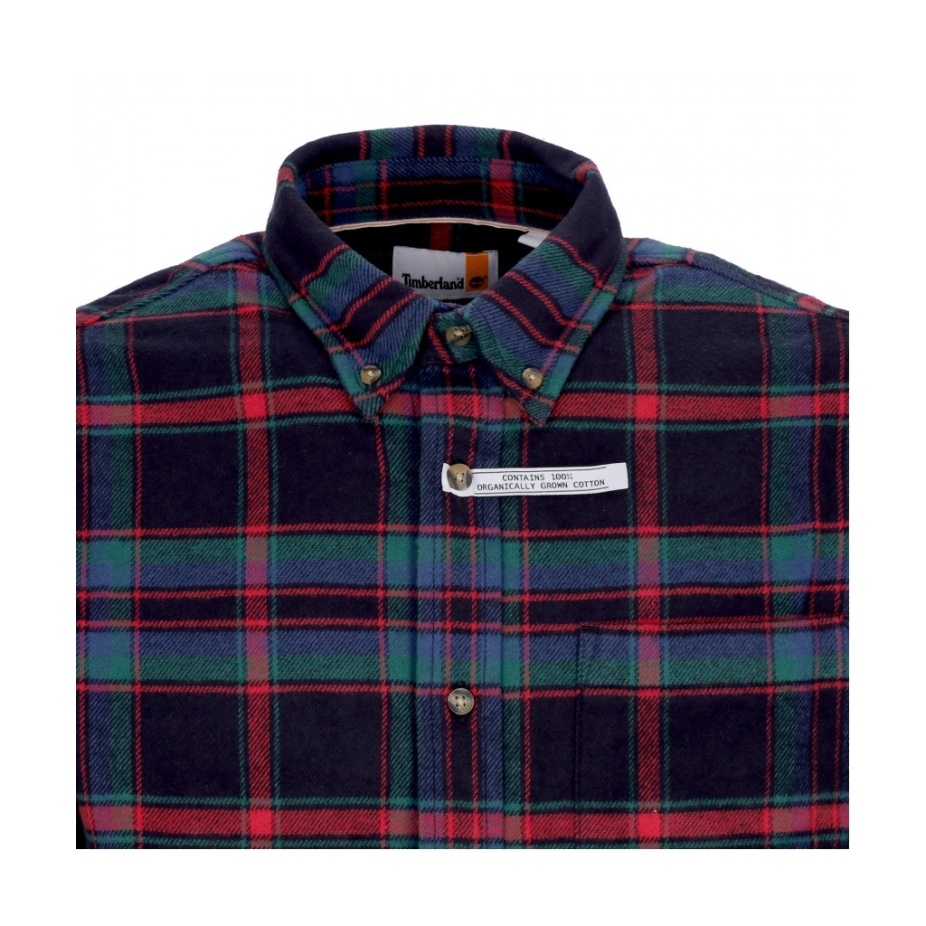 camicia manica lunga uomo flannel plaid shirt SCARLET SAGE