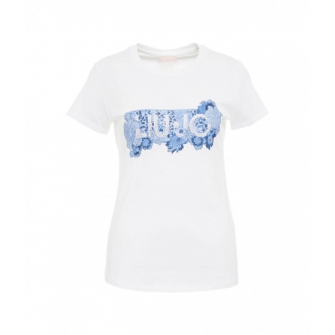T-shirt con logo bianco