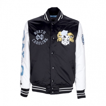 giubbotto bomber uomo ncaa team origins varsity satin jacket unctar BLACK/WHITE