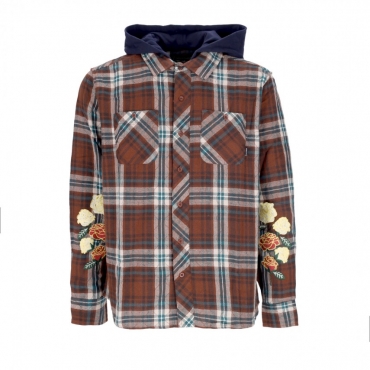 camicia manica lunga cappuccio uomo layne two-fer flannel BROWN