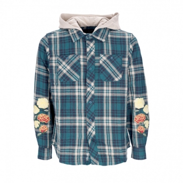 camicia manica lunga cappuccio uomo layne two-fer flannel DARK GREEN