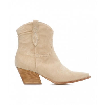 Cowboy boots in pelle beige