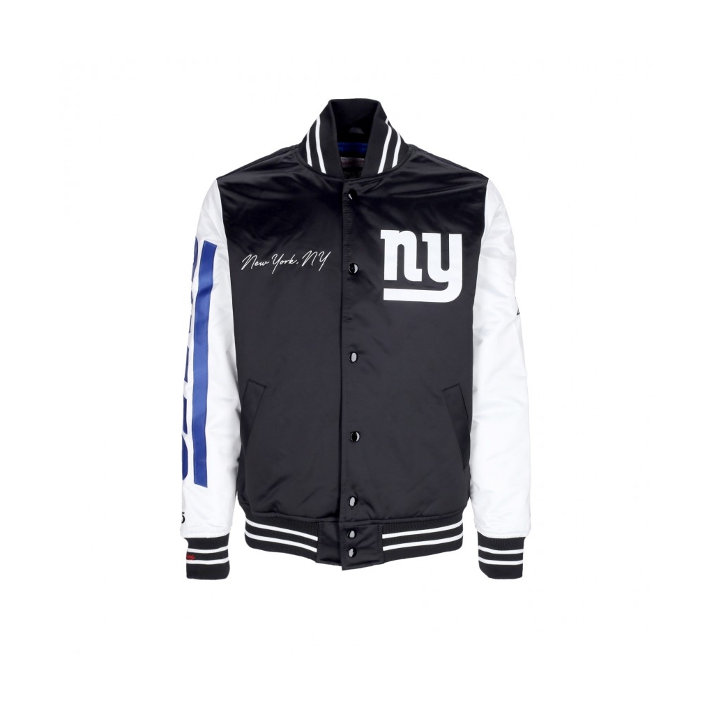 giubbotto bomber uomo nfl team origins varsity satin jacket neygia BLACK/WHITE