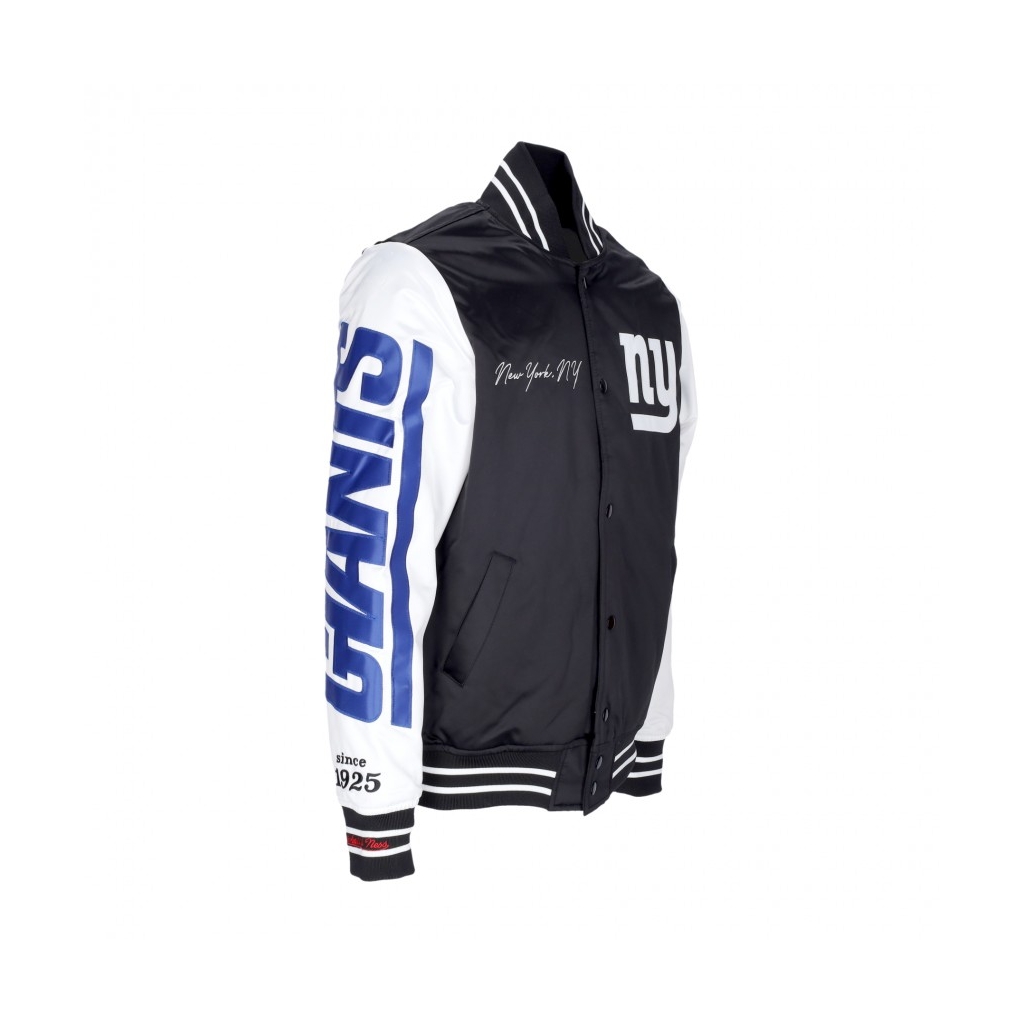 giubbotto bomber uomo nfl team origins varsity satin jacket neygia BLACK/WHITE