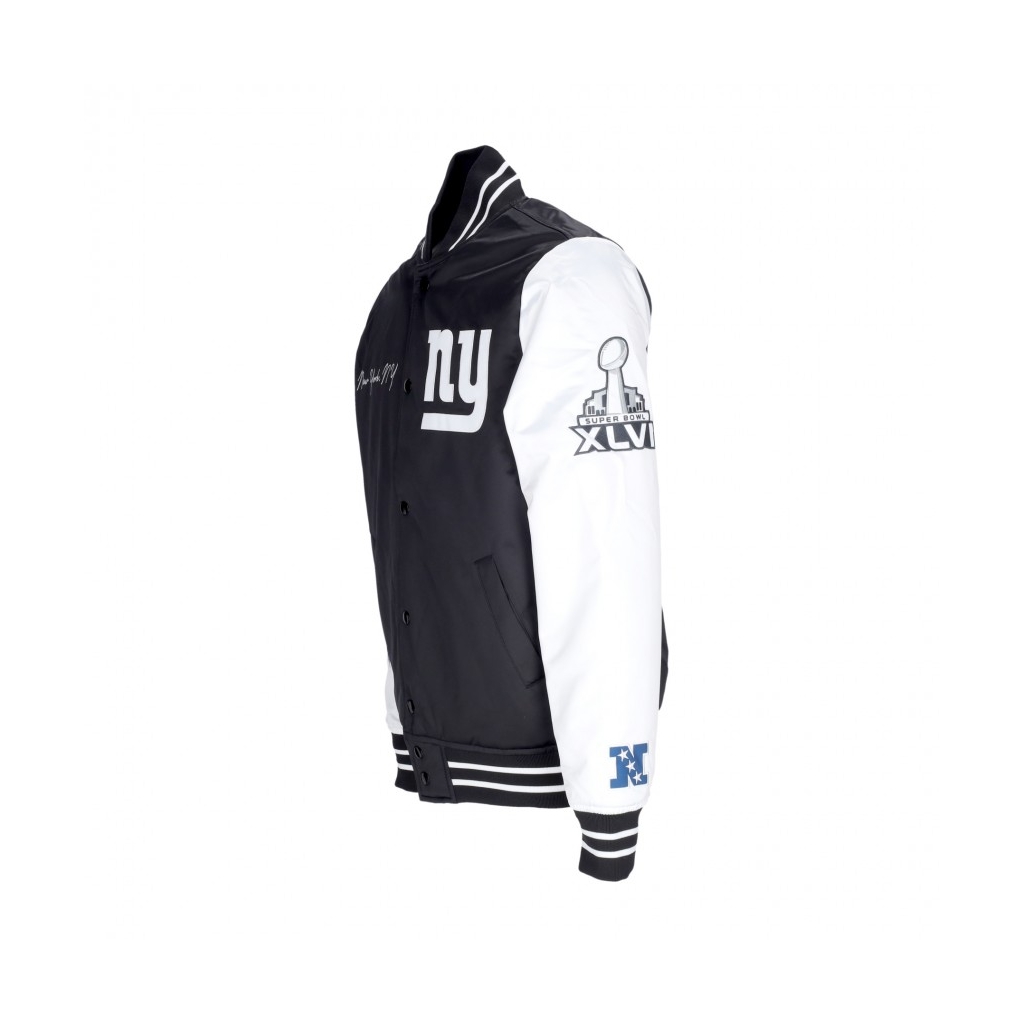 giubbotto bomber uomo nfl team origins varsity satin jacket neygia BLACK/WHITE