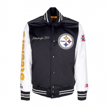 giubbotto bomber uomo nfl team origins varsity satin jacket pitste BLACK/WHITE