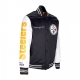 giubbotto bomber uomo nfl team origins varsity satin jacket pitste BLACK/WHITE