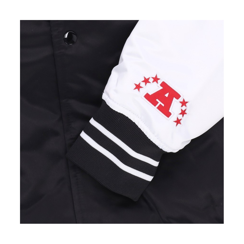 giubbotto bomber uomo nfl team origins varsity satin jacket pitste BLACK/WHITE