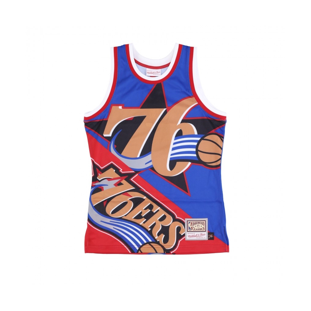 canotta tipo basket uomo nba big face fashion tank 50 hardwood classics phi76e BLUE