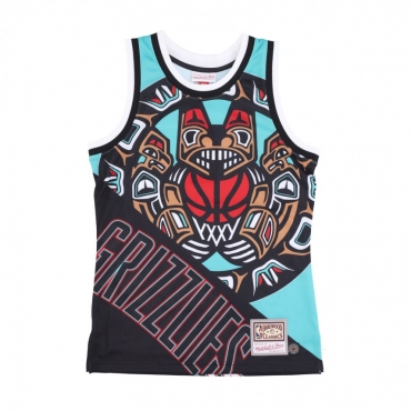 canotta tipo basket uomo nba big face fashion tank 50 hardwood classics vangri TEAL