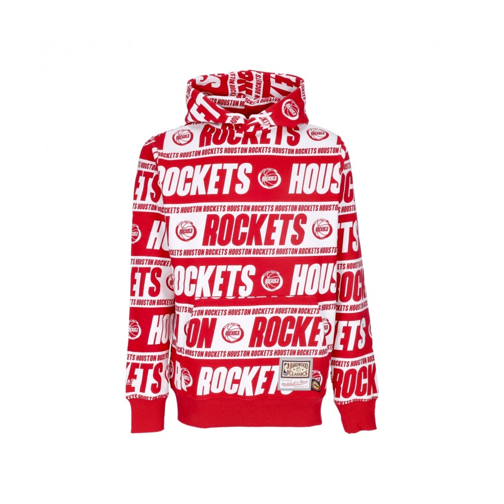 felpa cappuccio uomo nba teamwrap hoodie hardwood classics houroc RED