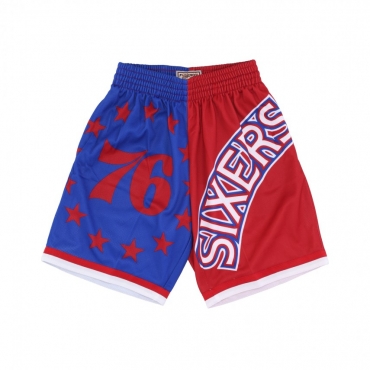 pantaloncino tipo basket uomo nba big face fashion shorts 50 hardwood classics phi76e BLUE