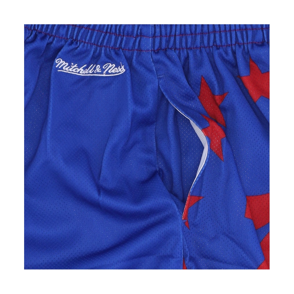pantaloncino tipo basket uomo nba big face fashion shorts 50 hardwood classics phi76e BLUE