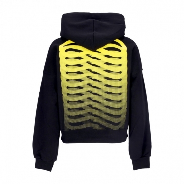 felpa cappuccio corta donna ribs crop hoodie BLACK/YELLOW