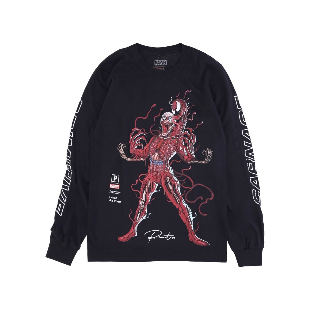 maglietta manica lunga uomo carnage l/s tee x marvel x nychos BLACK