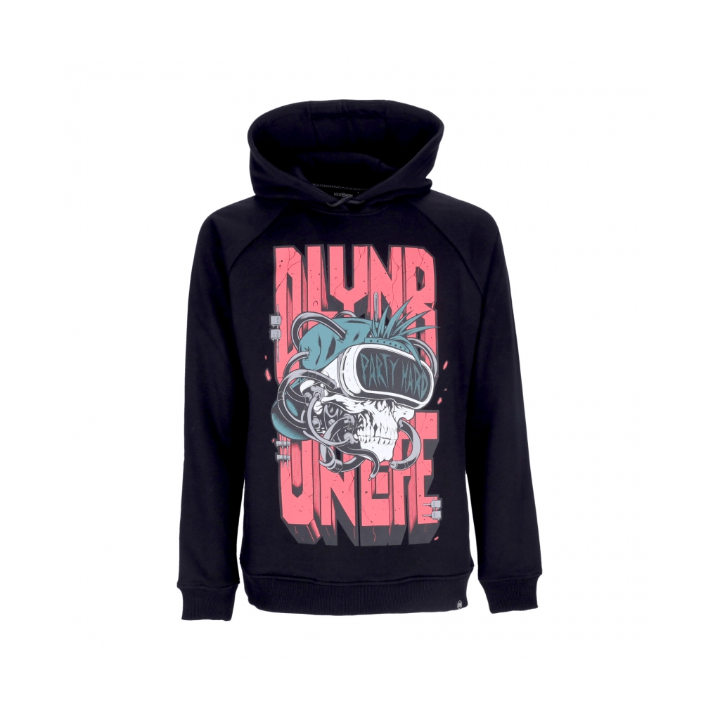 felpa cappuccio uomo party hard skull hoodie BLACK