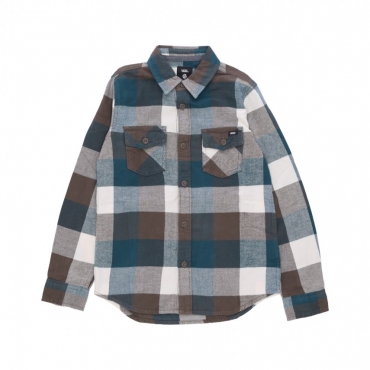 camicia manica lunga ragazzo box flannel shirt BROWN/GREEN