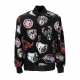 giubbotto bomber uomo nba all over print team logo bomber BLACK/FRONT DOOR RED