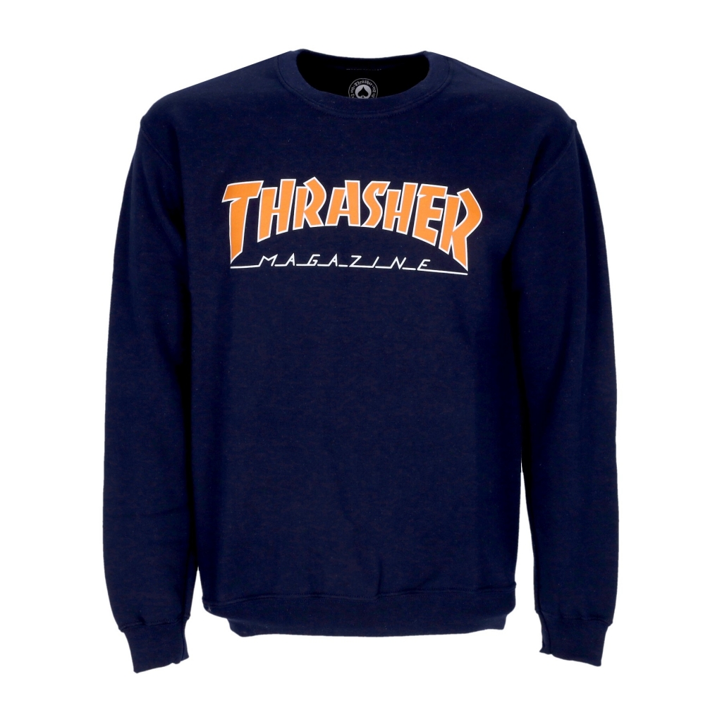 THRASHER felpa girocollo uomo outlined crewneck NAVY ORANGE Fel