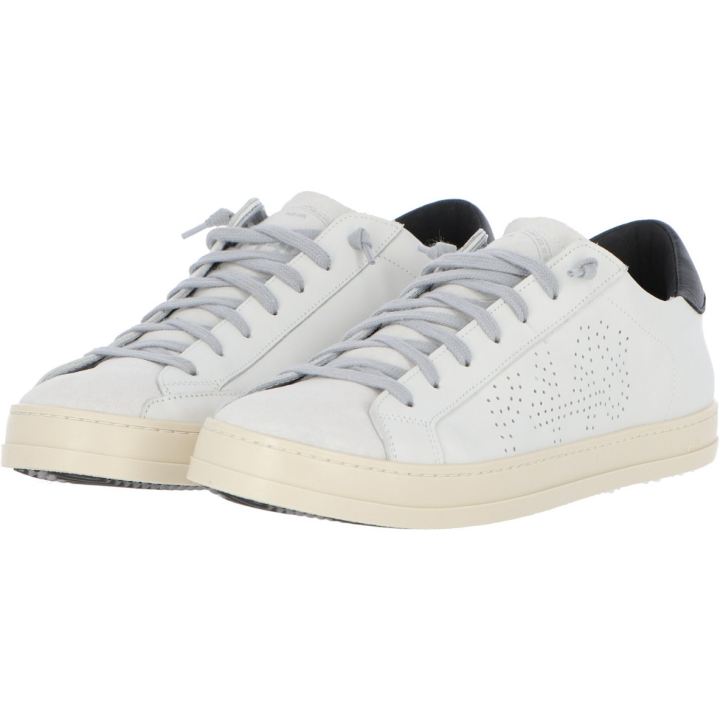 Scarpe P448 Uomo John Made In Italy Pelle White Black