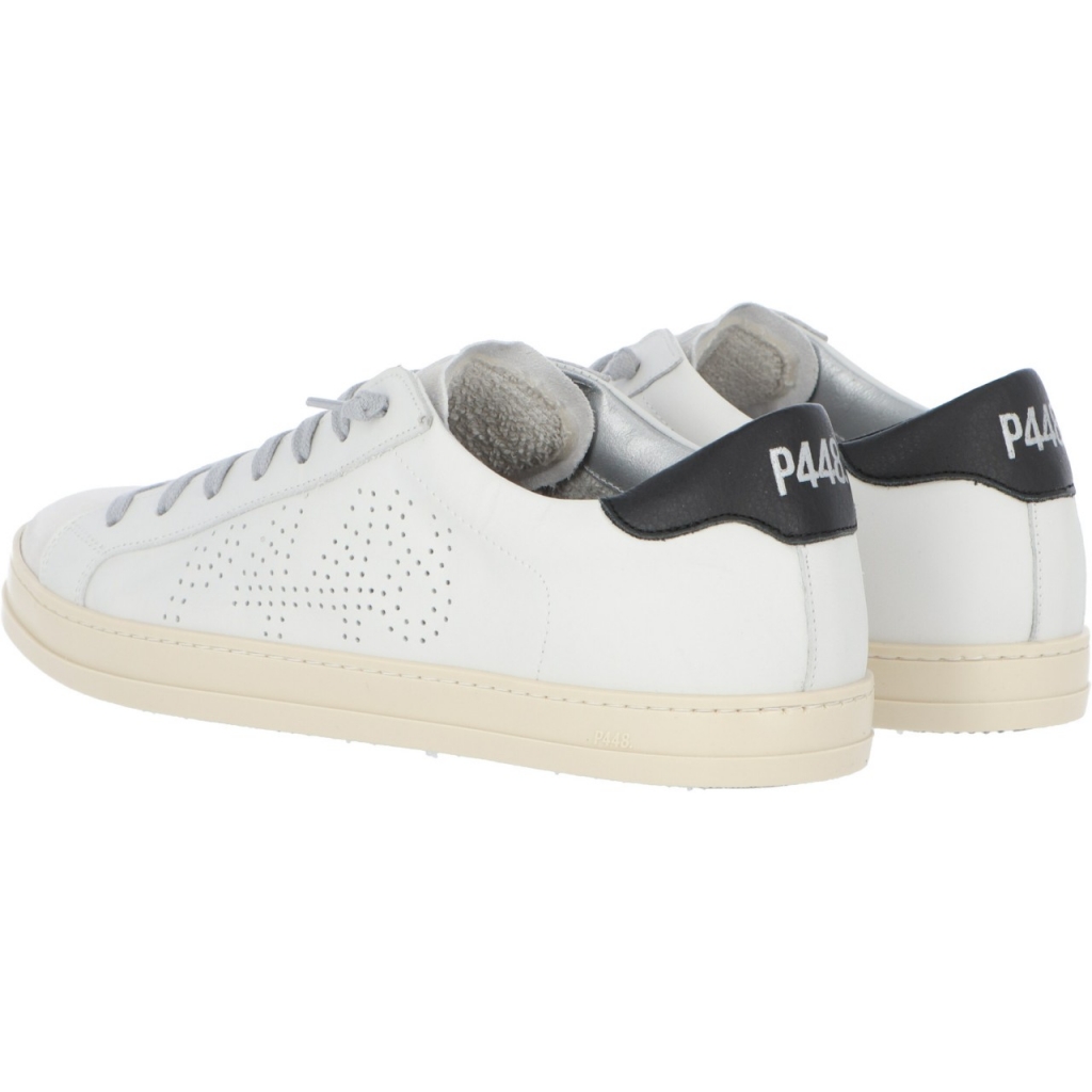 Scarpe P448 Uomo John Made In Italy Pelle White Black