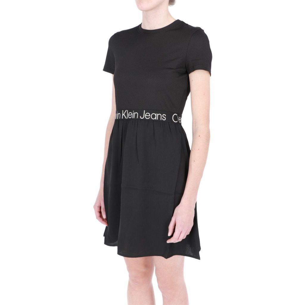 Vestito Calvin Klein Donna Logo Elastic Dress BEH CK BLACK